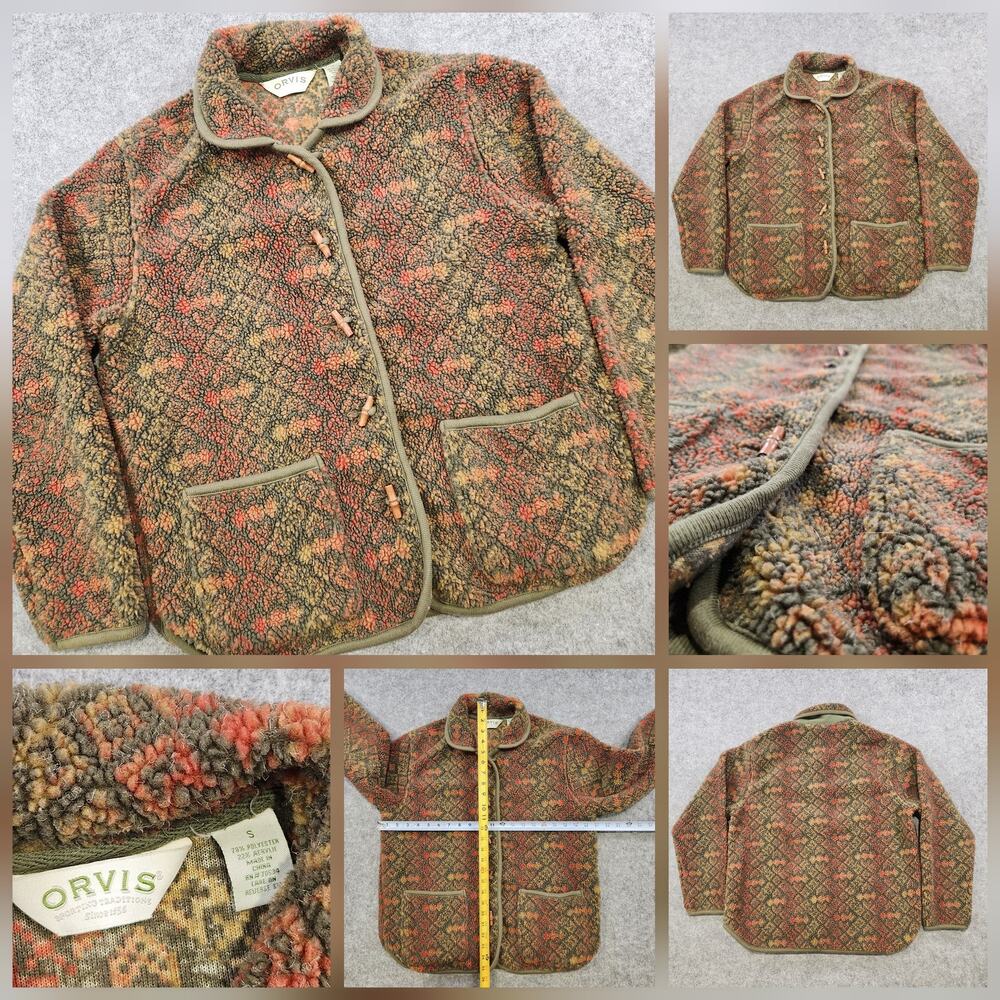 Orvis Jacket Womens Small Sherpa Fleece Toggle Button‎ Boho Western Southwestern